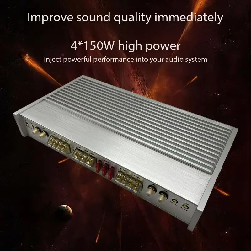 RMS Power 150W*4CH@4Ω/200W*4CH@2Ω Class D ultra-thin car audio power Amplifiers Pure copper high-power transformer & capacitor