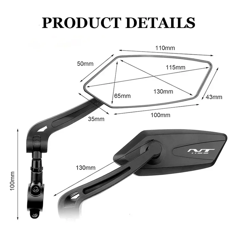For Honda NT1100 2021 NT 1100 2022 Nt1100 DCT  Square Motorcycle Mirror Adjustable Rearview Mirror Easy Installation