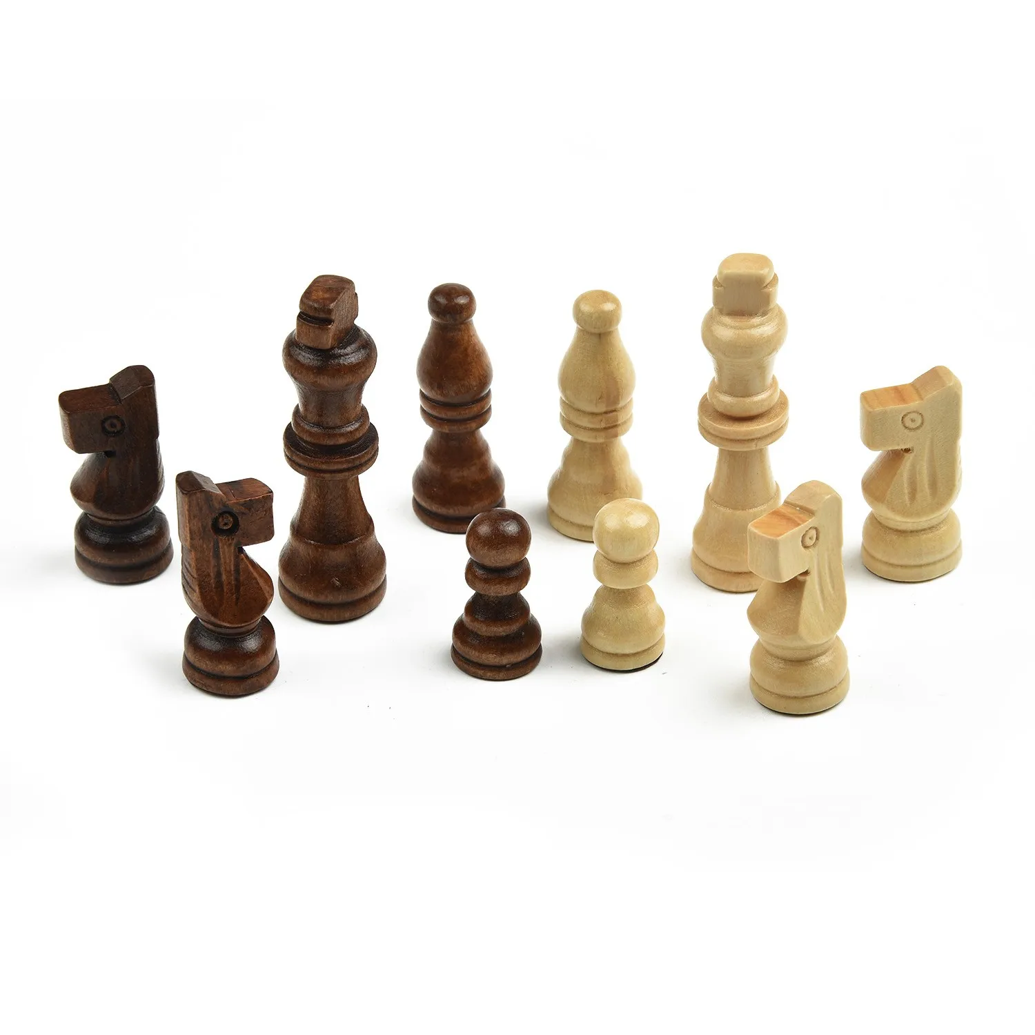 Classic Style 32 Piece Wooden Chess Set with Detailed Engravings and Sturdy Base for Stable Movement on Flat Surfaces