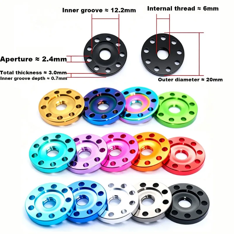 1Pcs Aluminum Alloy Washer Nut M6 Thickness 3mm Anodized Vacuum Electroplating PVD Spacer Nine Hole Gaskets Nut for Motorcycle