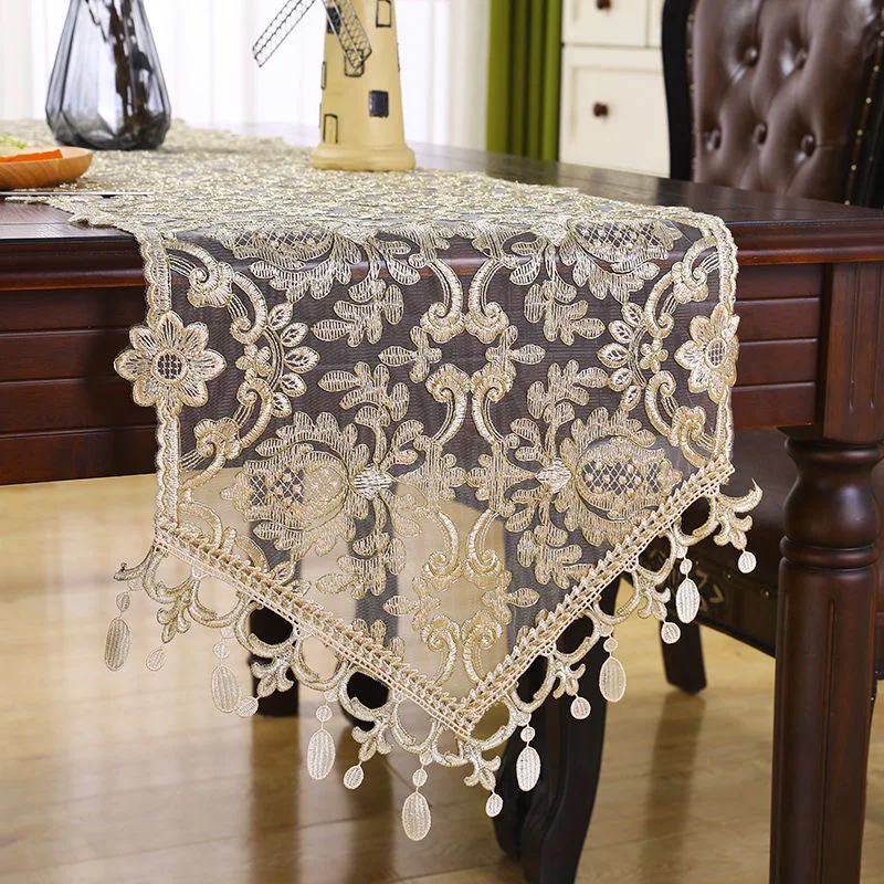 European Luxury Lace Embroidery Pendant Table Runner Home Villa Desk TV Closet Piano Cover Living Room Study Party Wedding Decor