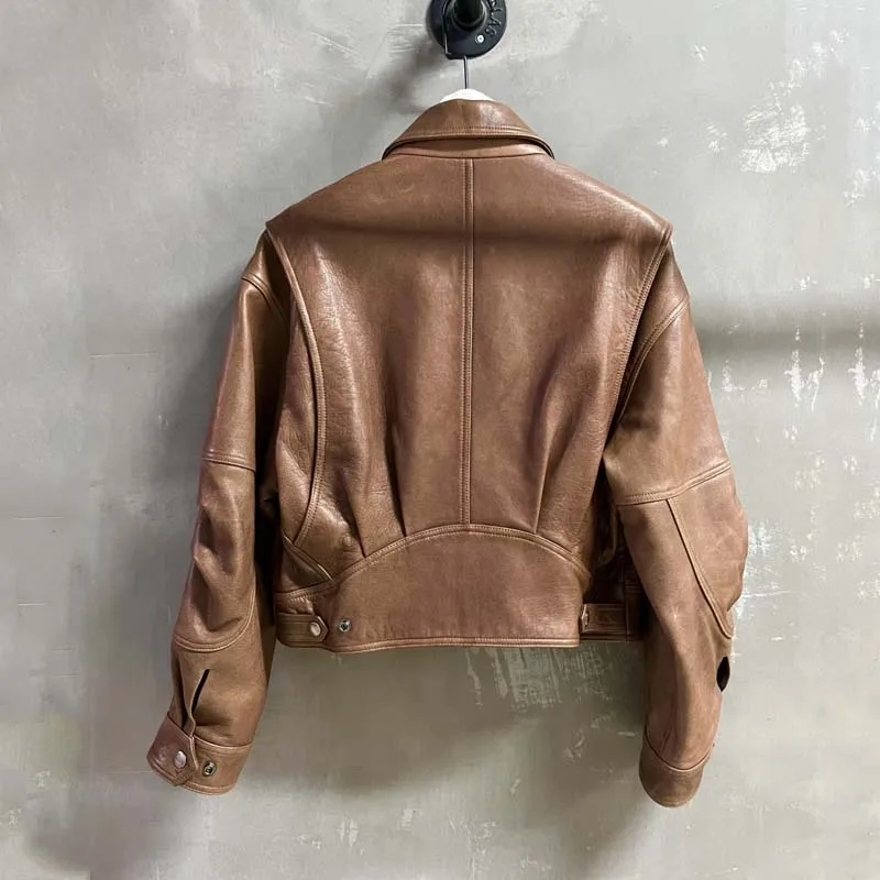 high quality women coat spring autumn 2026 new fashion short length Imported natural real sheepskin turn-down collar clothes
