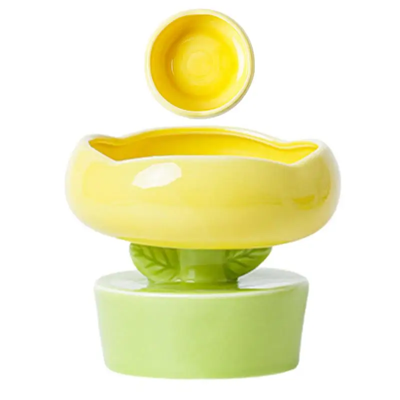 Raised Cat Food Bowls Flower Shape Small Cat Food Bowls Ceramic Cervical Spine Protection Drinking Bowl For Dog Food