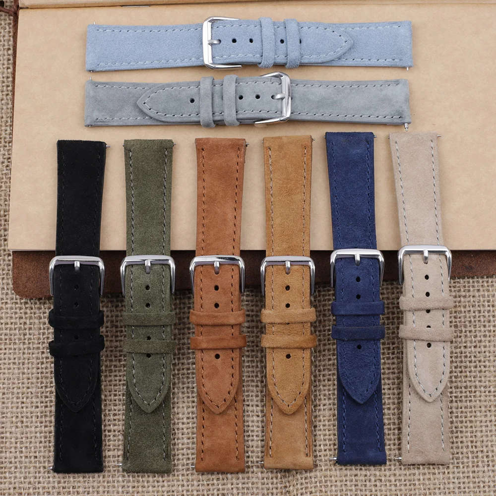 

Retro Suede Watch Strap For Women Men Watchband Soft Material Ventilation Hand Wrist Accessories Bracelet Belt High Quality