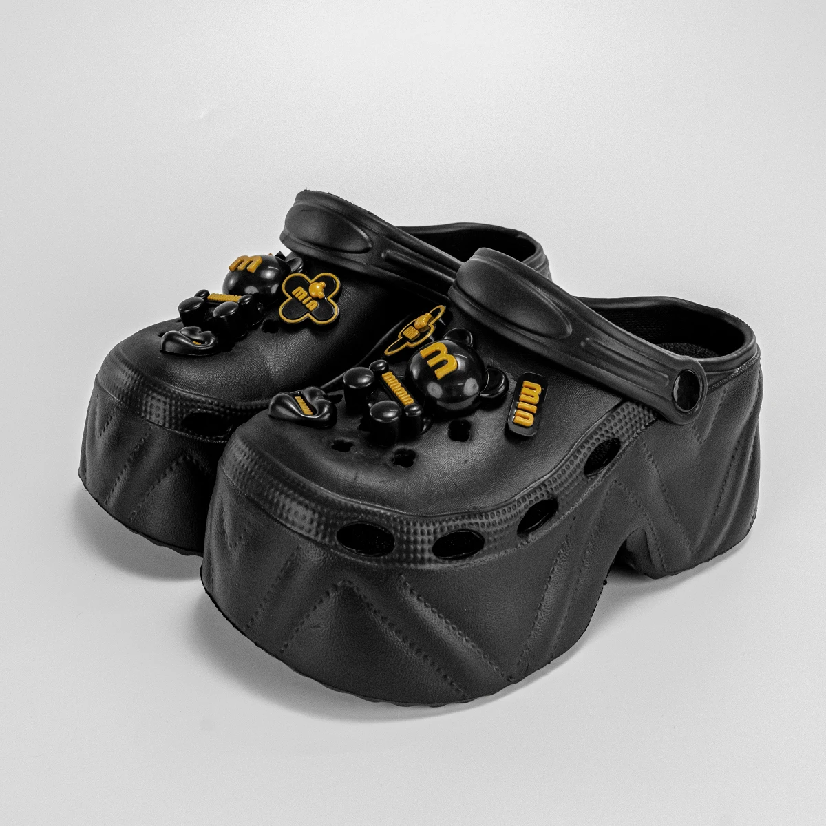 صيف جديد الكرتون الأسود مين الدب موضة تنوعا إيفا قباقيب للنساء ، شباشب لخارج المنزل عادية مع باطن سميكة ، عدم الانزلاق الارتفاع زيادة مغلقة اصبع القدم الصنادل 8809 #3