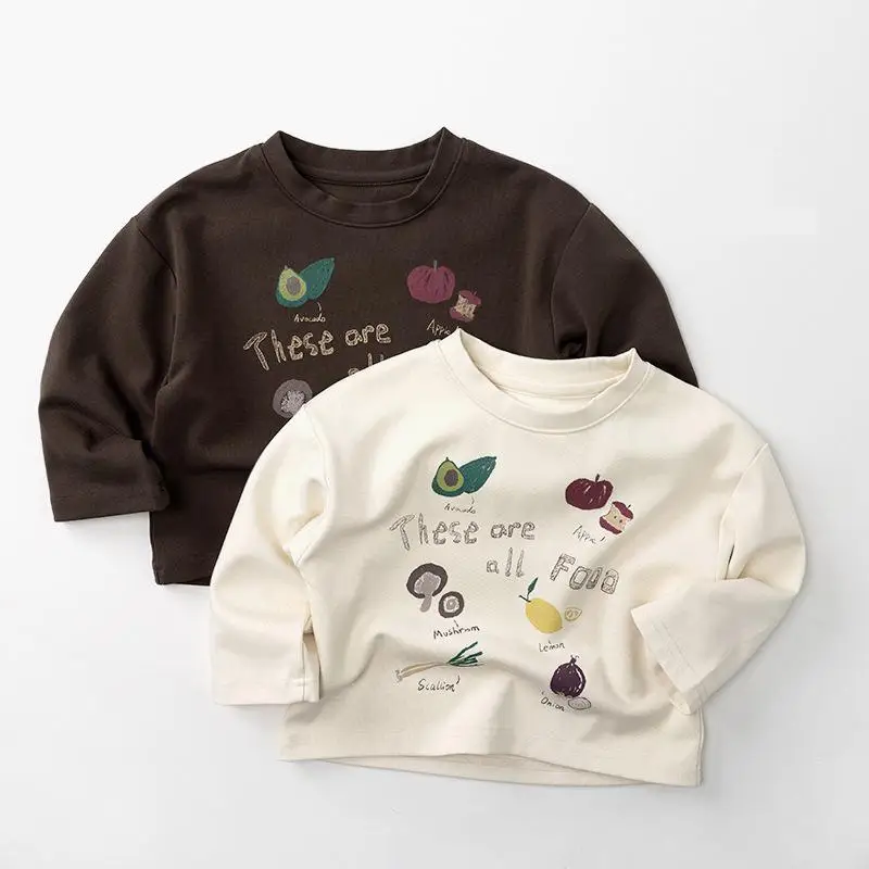 

2026 Spring New Children Long Sleeve T Shirts For Boys Girl Fashion Letter Print T Shirts Baby Casual Tops Infant Cotton Tee