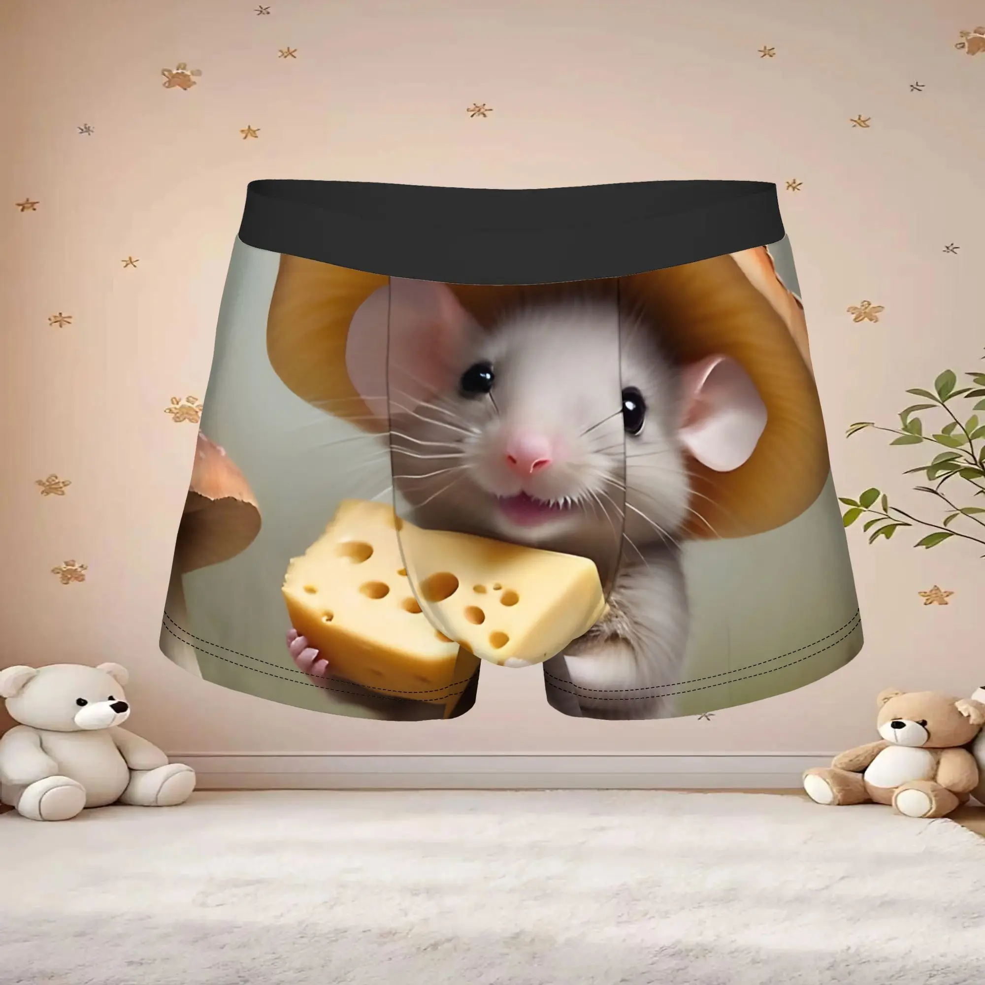 1pc Vintage Sweet Mouse With Cheese Apron Underpants Breathbale Panties Men Underwear Suitable Shorts Boxer Briefs