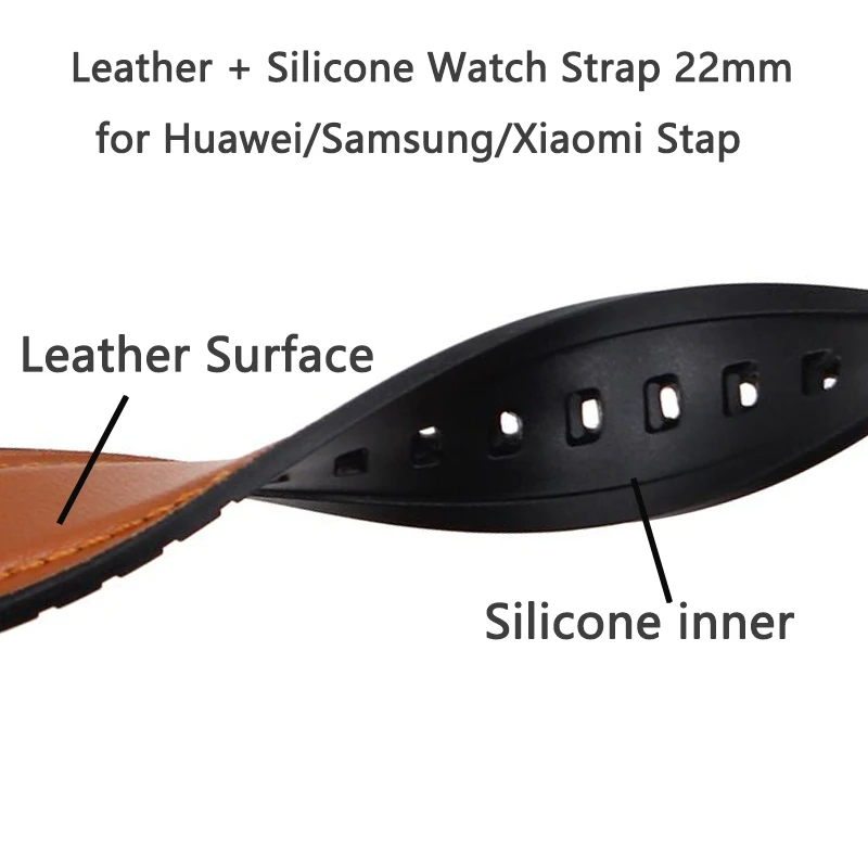 Ремешок силиконовый для Huawei GT2 GT3 Pro 46 мм, кожаный сменный Браслет для часов Honor Magic 1 2 Watch 3 Pro, 22 мм