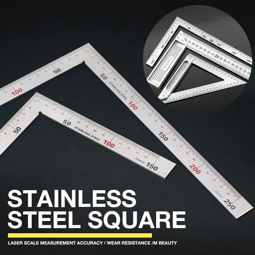 Double Sided Scale Angle Square Ruler Measuring Tool 30/50CM Right Angle Gauge Stainless Steel Triangle Ruler Woodworking
