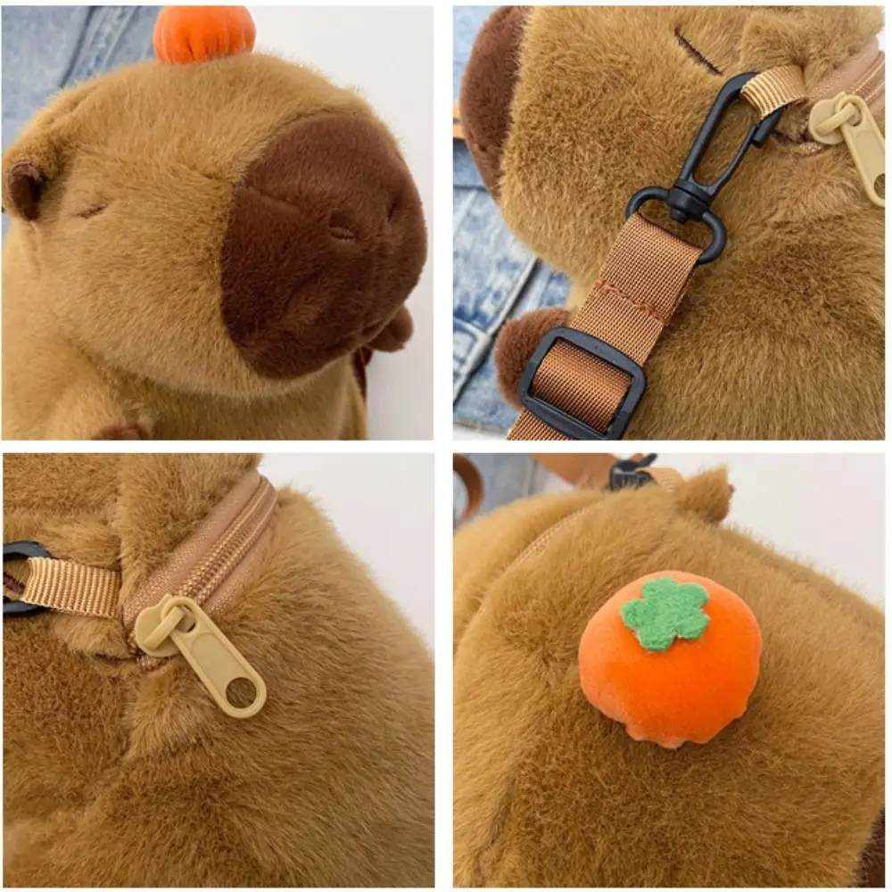 New Capybara Plush Backpack Capybara Crossbody Bag Handbag Soft Warm Capybara School Bag for Girls Birthday Christmas Gifts