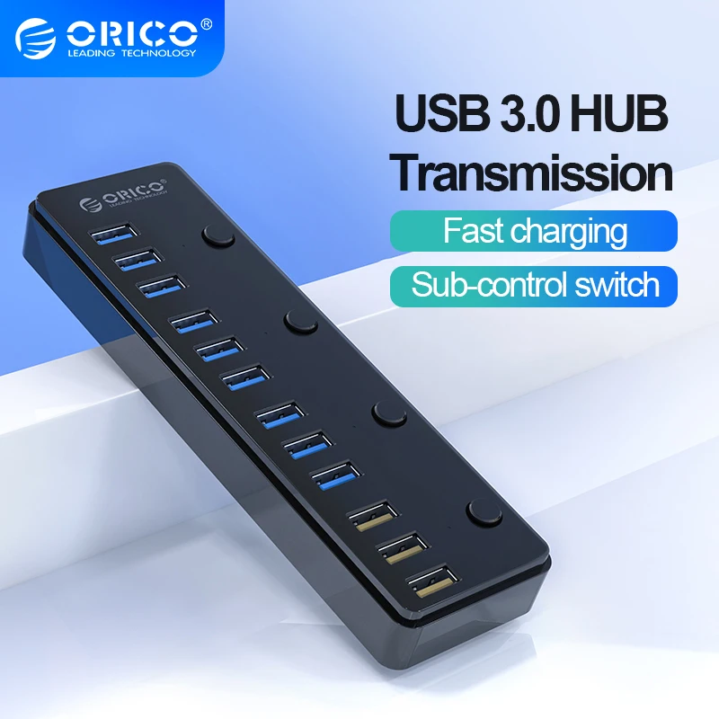 

ORICO 12 Port USB 3.0 Hub With 12V 5A Power Adapter Charger With Switch Multi USB Splitter USB3.0 Hub Be applicable PC/Notebook