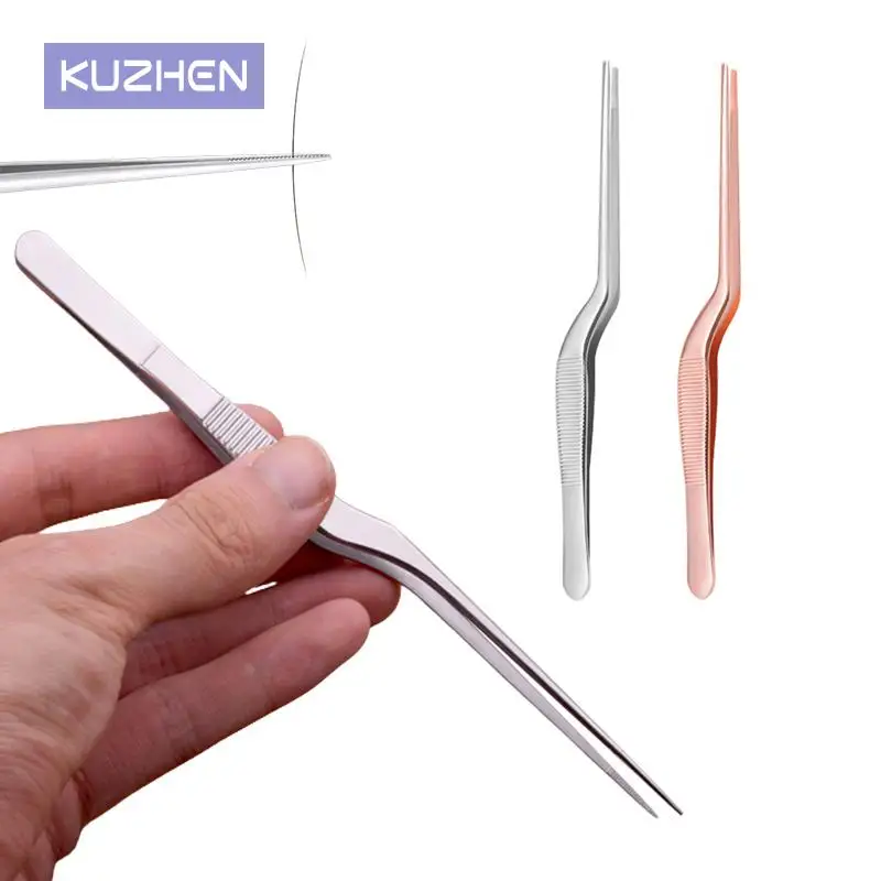 1Pcs Tweezers Atraumatic Forceps Angled Clamp Stainless Steel Tool Curved Tweezer Ear Nose Clip Eyelash Remover Cleaner