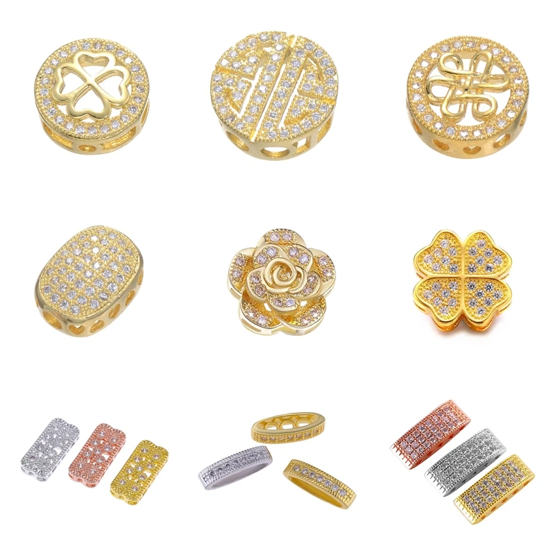 Juya Handmade 5 fori Spacer bar accessori per fai da te donne perline perle collana bracciali che fanno componenti