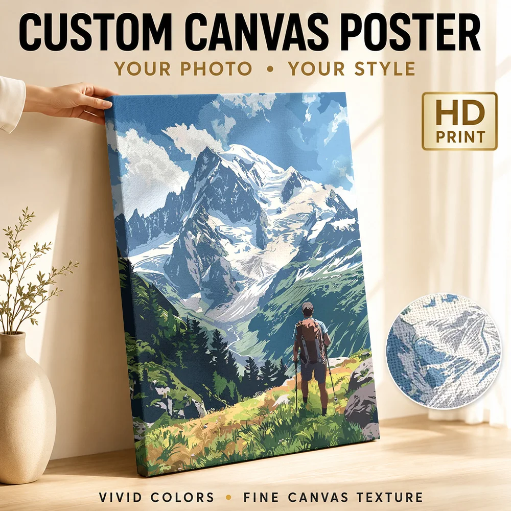Mont Blanc France Mountain Canvas Painting Poster Personalized Travel Landscape Canvas Wall Art for Office Decor Ready to Hang
