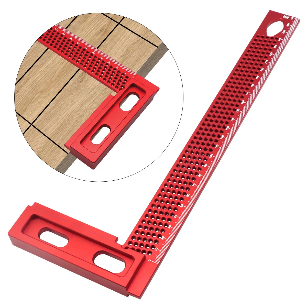 300mm Woodworking Square Aluminum Framing Mitre Square Carpenter Scribe L-Type Hole Ruler Aluminum Alloy Right Angle Protractor