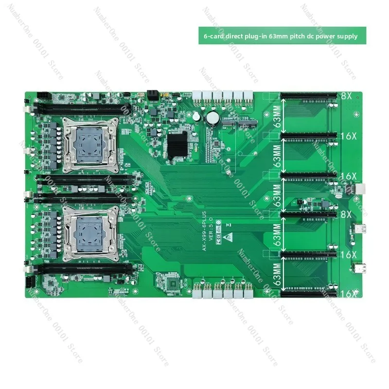 Dual X99 In-Line 6 Grafikkarten-GPU Künstliche Intelligenz KI-Modell-Trainings- und Rechen-Supercomputer Desktop-Mainboard