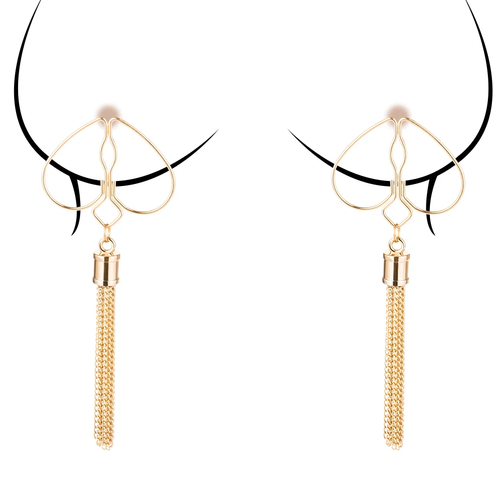 القلب الحلمة المشابك مع شرابة الجنس قابل للتعديل مقاطع الجسم غير ثقب المجوهرات للنساء والأزواج اكسسوارات sexeul couple18 +