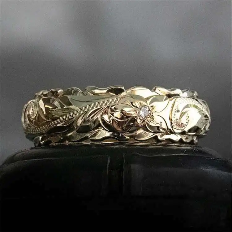 1PC New Minimalist And Fashionable Carved Rose Flower ring, European And American Retro Jewelry Tail Ring Wedding Jewelry