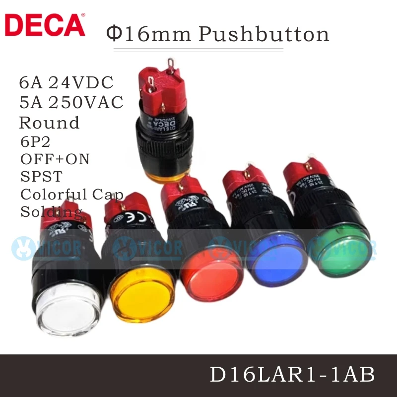 M16 D16LAR1-1AB contact altemate action pushbutton switch DECA D16LAR1-1AB0R D16LAR1-1AB0O D16LAR1-1AB0G D16LAR1-1ABOB