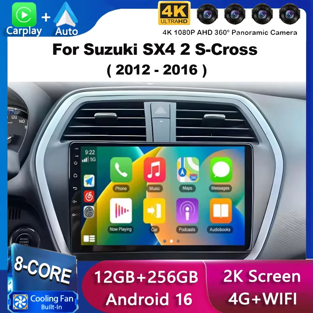 For Suzuki SX4 2 S-Cross 2012 - 2016 Android 16 Multimedia Car Player GPS Stereo Screen Navigation Auto Radio Screen WIFI+4G DSP