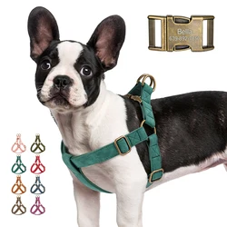 7 Color Custom Dog Harness Personalized Dog Leather Harness Vest Free Engraved for Small Medium Large Dogs Pitbull Pug Walking
