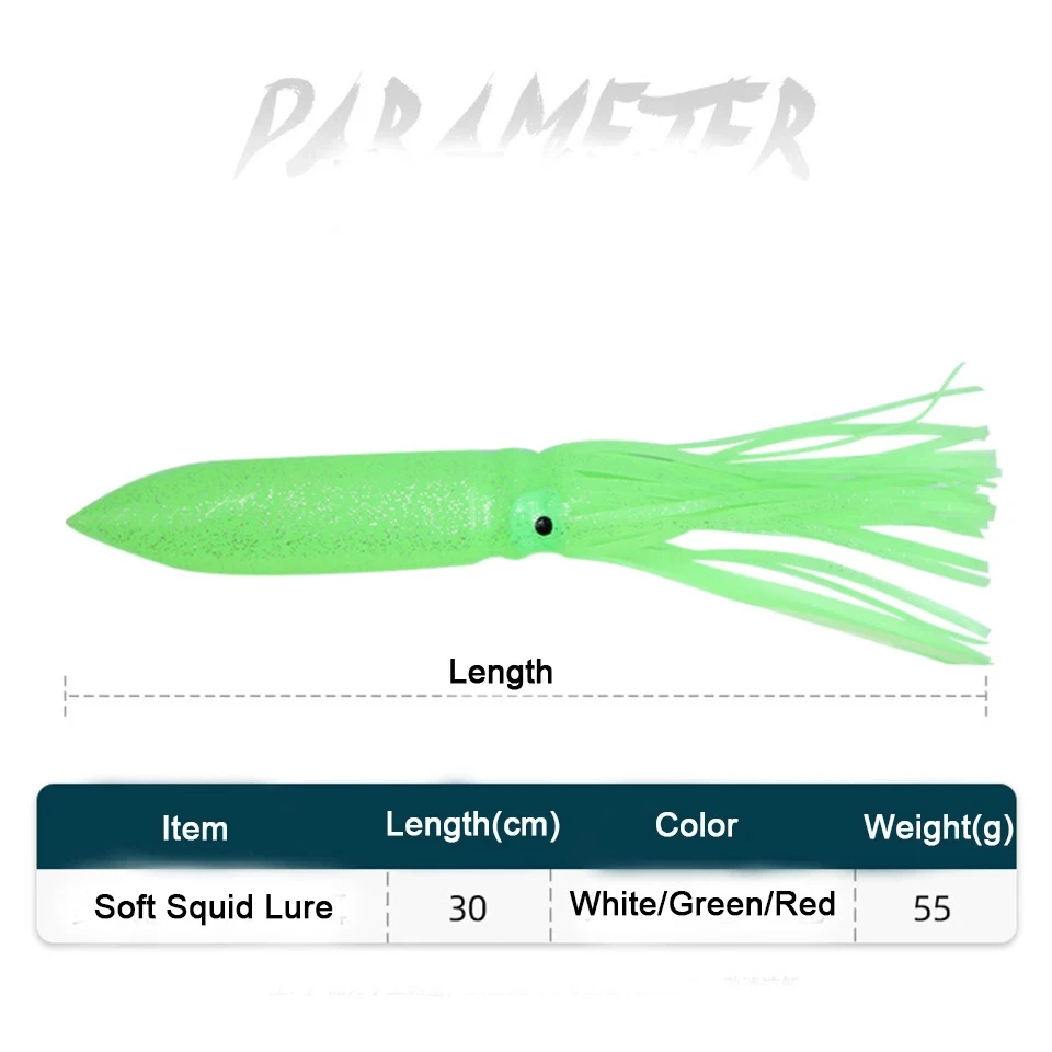 1pc 30cm Luminous Squid Skirts Soft Rubber Octopus Lures Octopus Fishing Lure pesca Trolling Saltwater Bait for Tuna