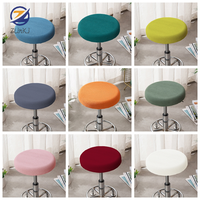 1pcs Solid Color Round Chair Cover Polar Fleece Removable Bar Stool Cover Washable Stool Slipcover Seat Cushion Protector