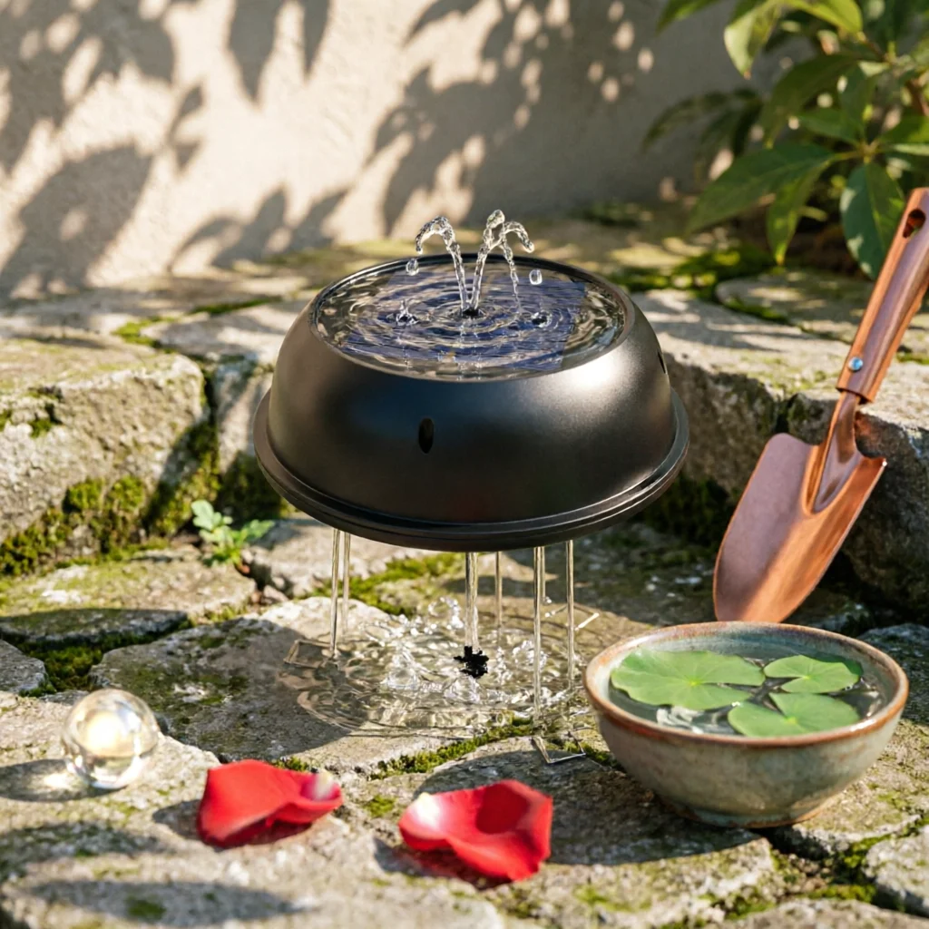 Batterybattery-Less Solar Bubbler Black Garden Accessory for Sunny Area