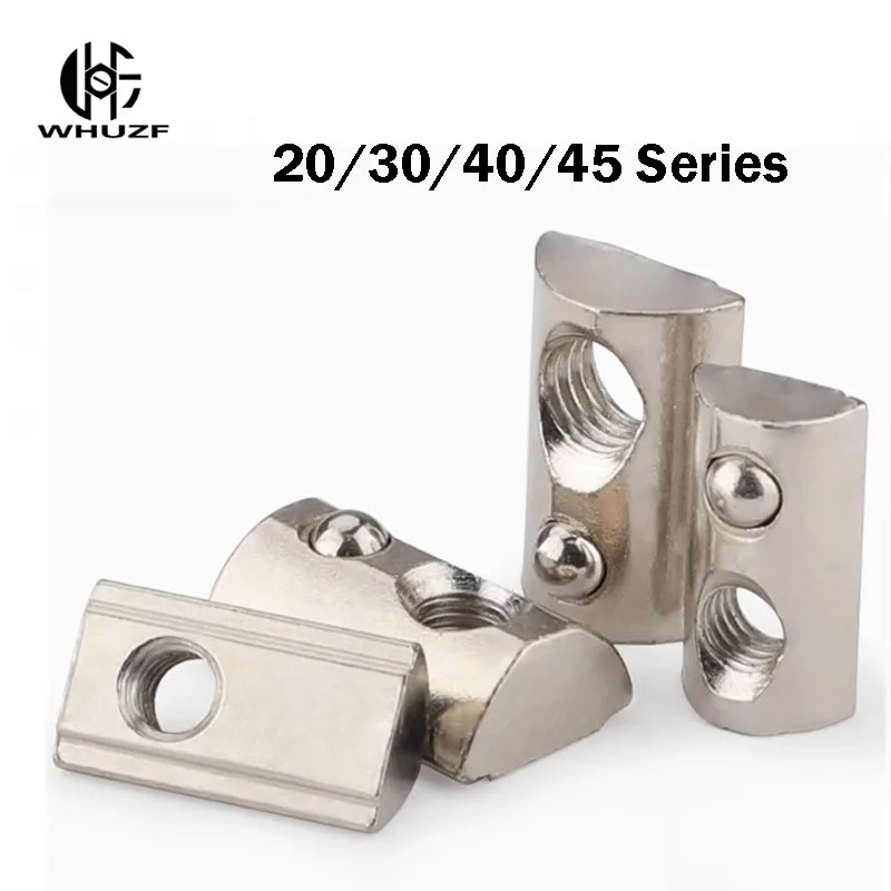 

WHUZF 100PCS раздвижной т-слот гайка пружинный шар загружен углеродистой стали ROLL-IN T гайка для 3D принтера 20 30 40 45 серия алюминиевой профиль