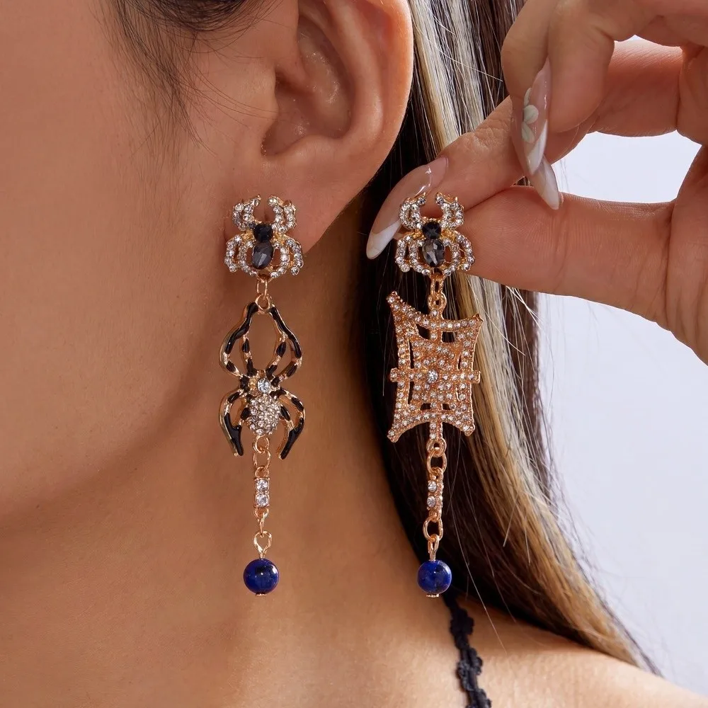 Alloy Material Halloween Earrings Long Tassel Design Dripping Oil Effect Drop Earrings Pumpkin Earrings Halloween Party