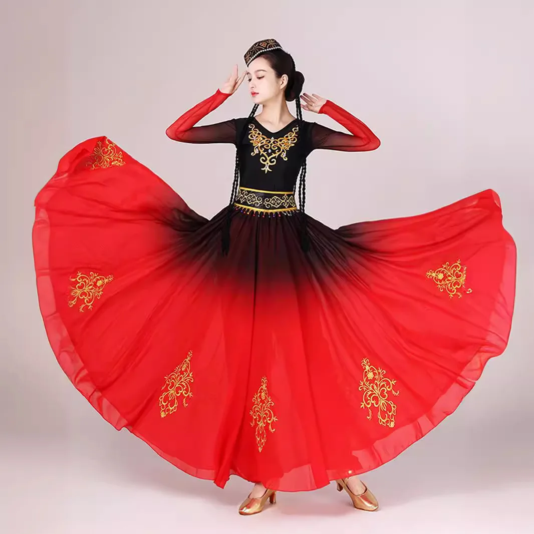 Xinjiang Dance Performance Costume Uyghur Dance Costume Ethnic Half length Skirt Big Swing Skirt Art Examination Uyghur Performa