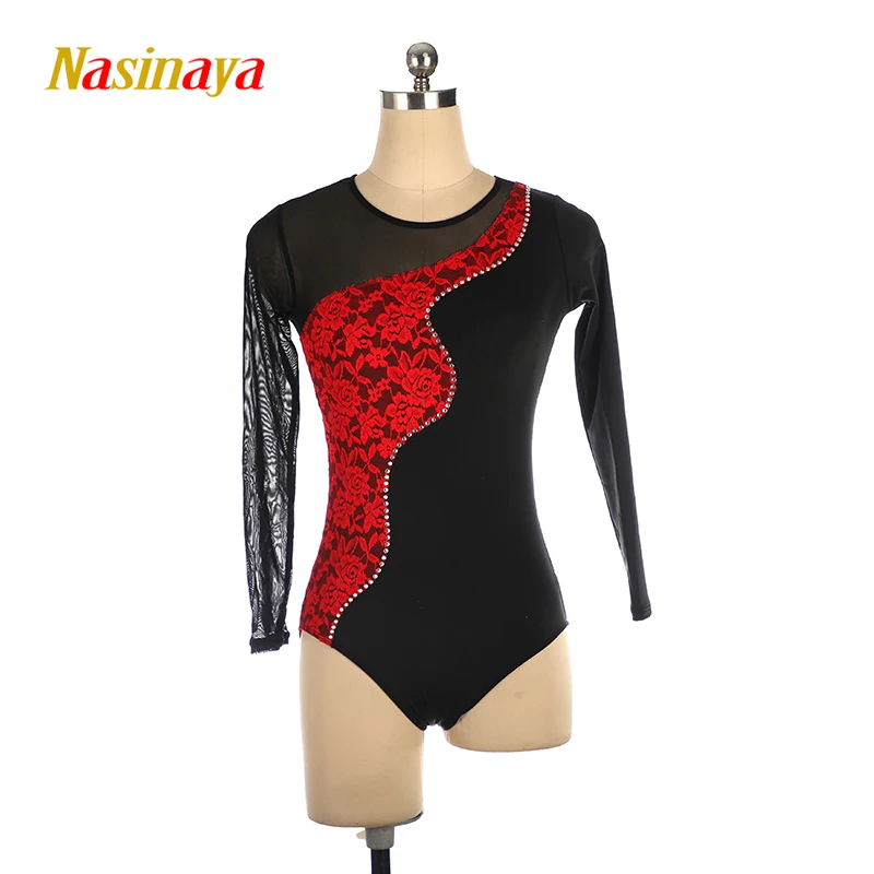 

Rhythmic Gymnastics Figure Skating Competition Training Leotards Adult Girls Black Red