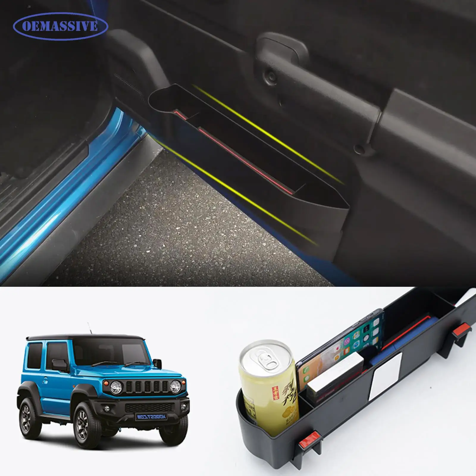 

OEMASSIVE Side Door Storage Box Tray Organizer Phone Cup Drink Holder Car Accessories For Suzuki Jimny JB64 JB74W 2019 2020 2021