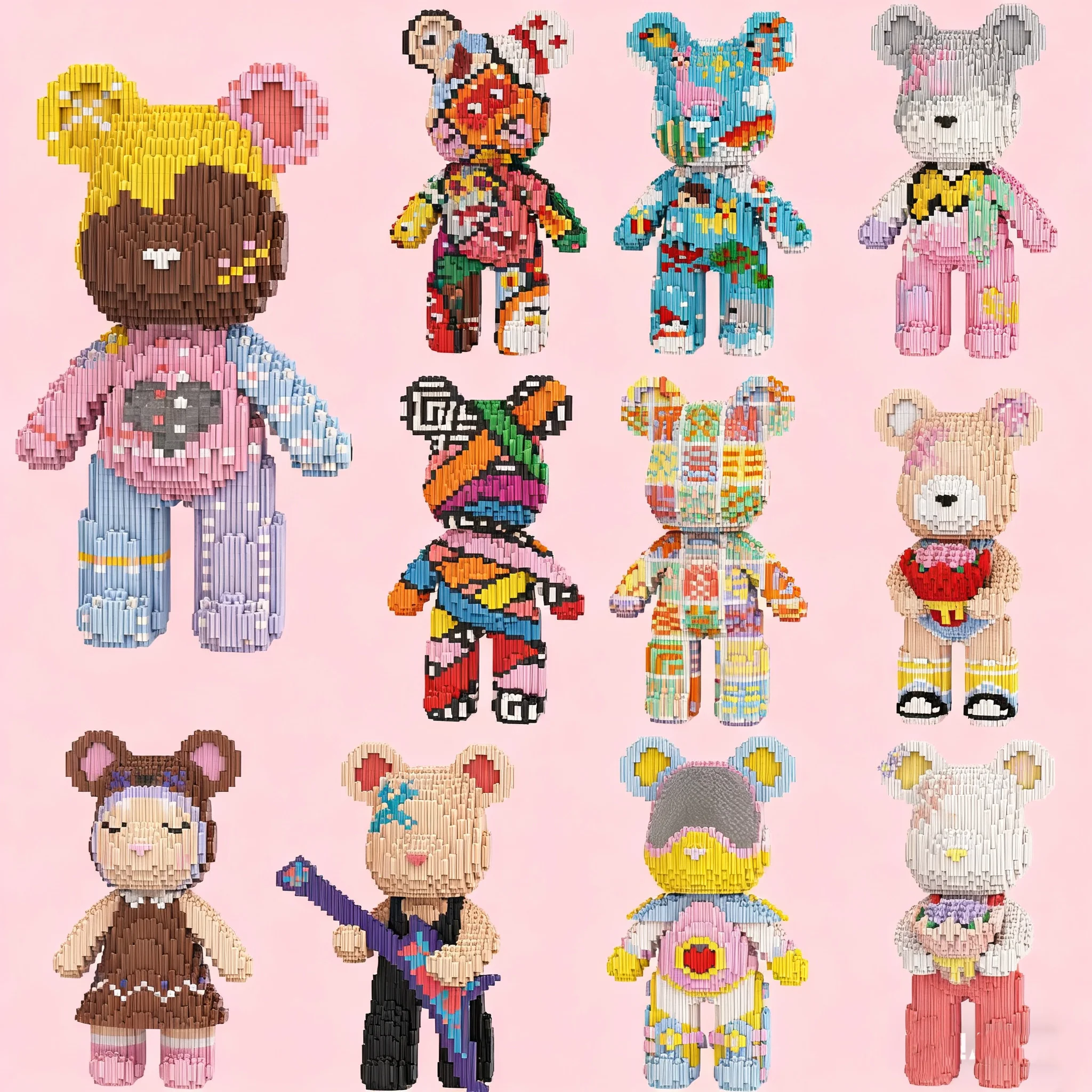 

Строительные блоки Bear Connection, милые частицы, сделай сам, сборка, живопись, 32 см, серия Mpin, мини-кирпичи медведя, фигурки, игрушки для декора