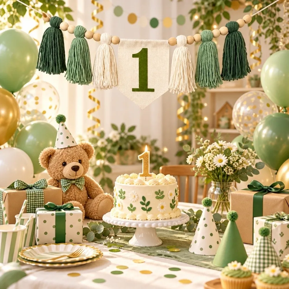 Elegant Boho-Style First Birthday Banner First Birthday Theme Colorful High Chair Banner Party Photo Props Party Decorations