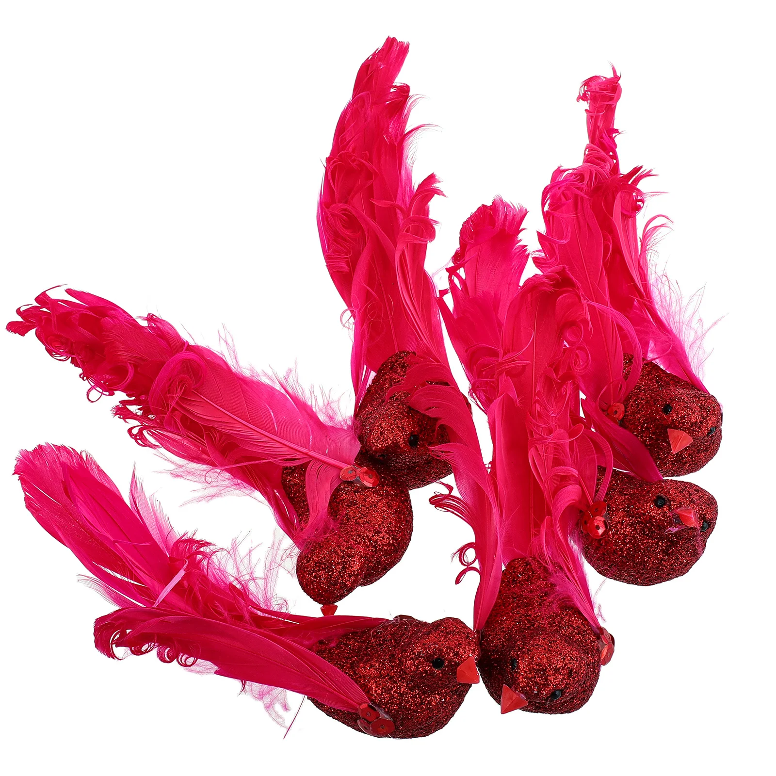 

6Pcs Artificial Realistic Birds Glitter Powder Faux Plumage Clip-on Bird Ornaments for Decoration Home Decor