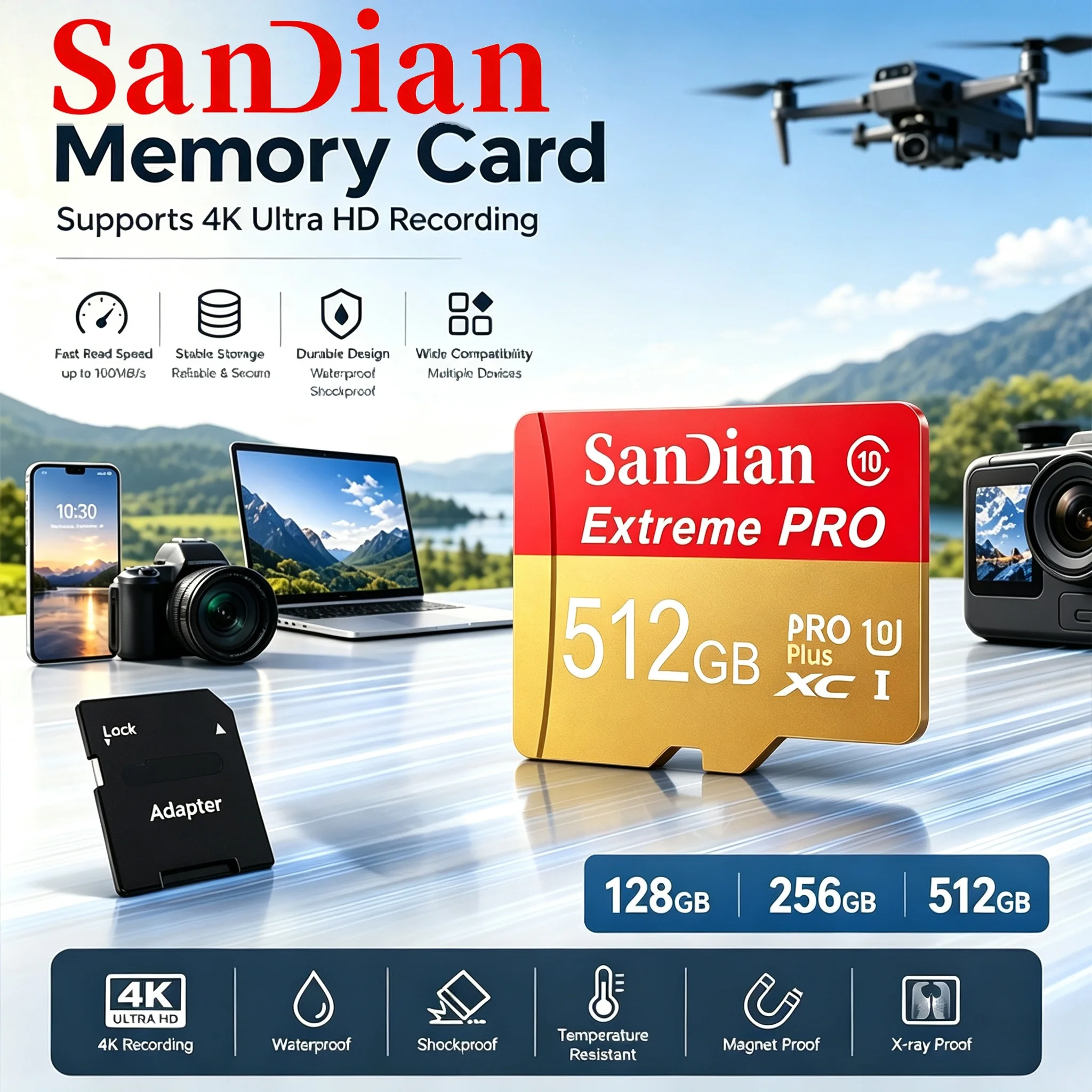 TF Cards 256GB 64GB 128GB 32GB Memory Card Micro TF SD Card SD Cards App Performance V60 4K for Drone/CCTV/PC/MP3 Player/Toy