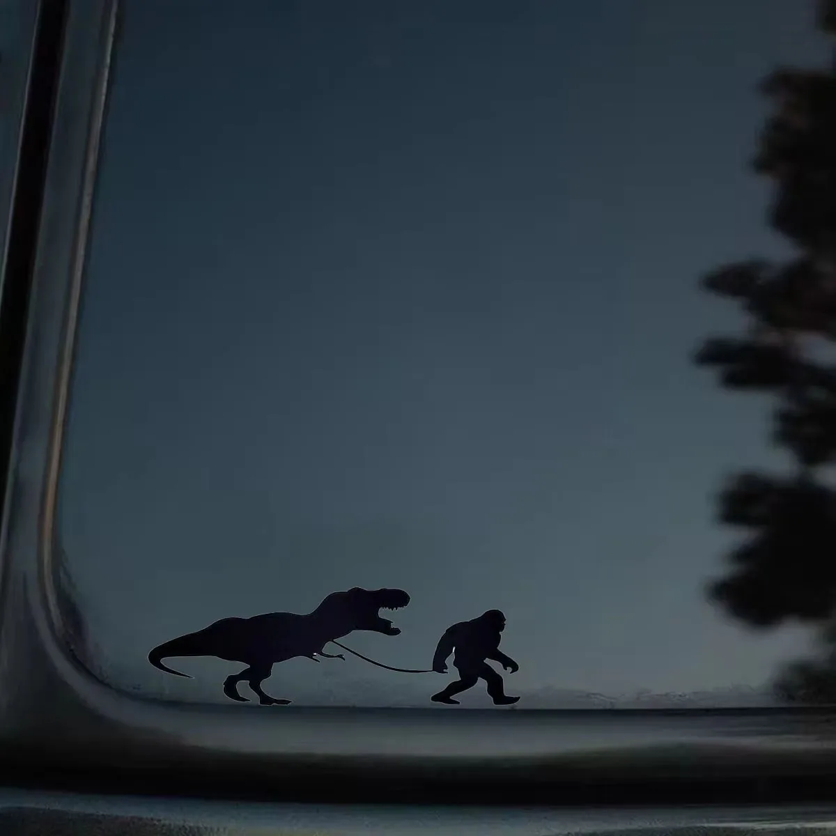 Dinosaur Silhouette Car Sticker, Savage Walking Dino Decal, Waterproof Auto Accessory for Car Decoration