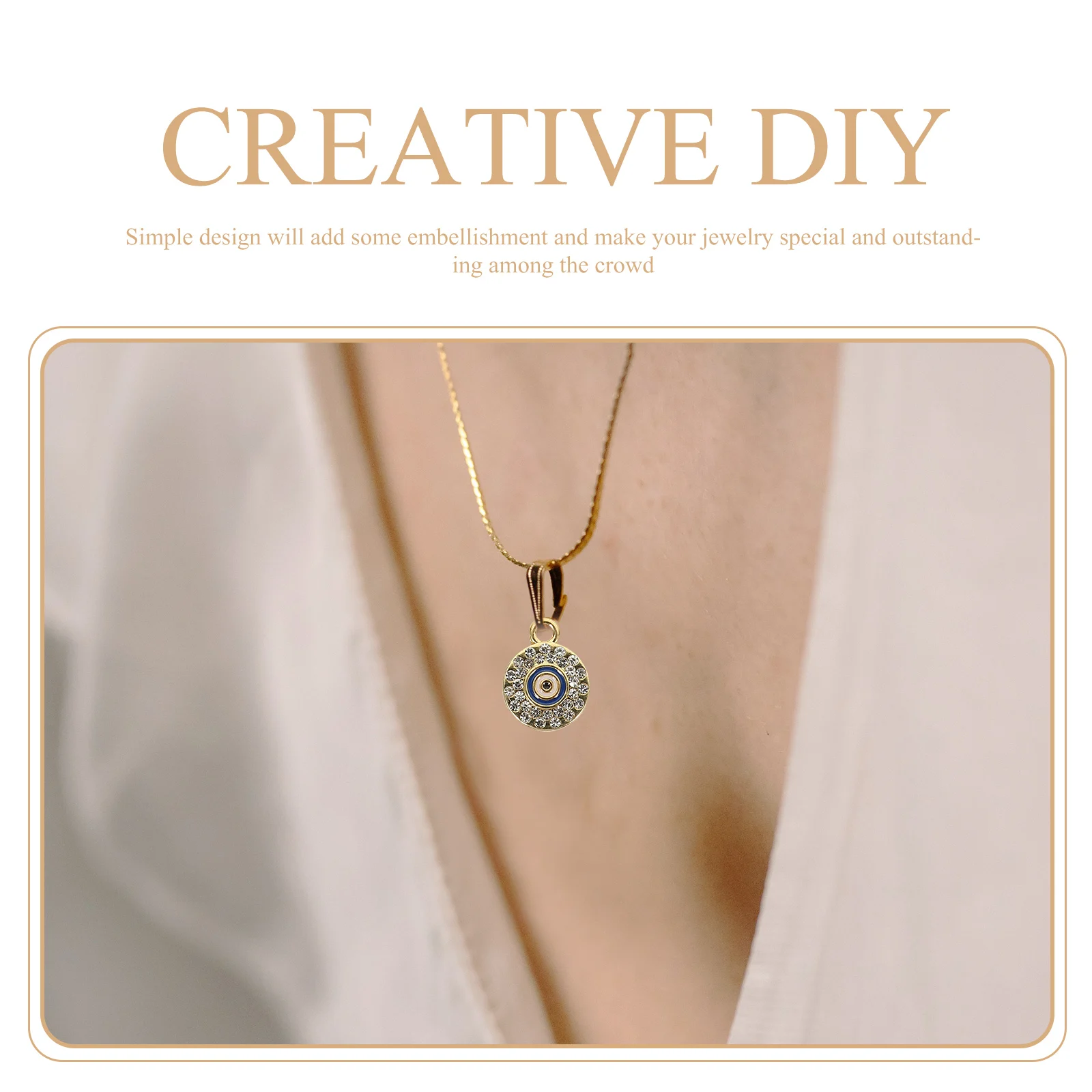 

40 Pcs Alloy Pendant Necklace Eye Shaped Charm Charms for Jewelry Making Evil Pendants