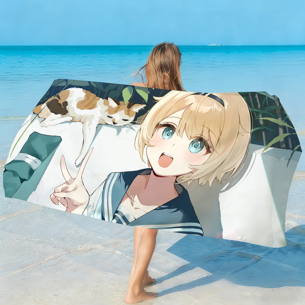 V-Kazama Iroha Towel Soft Lightweight Anti-Sand Large Beach Towel Quick-Drying Bath Sports Family