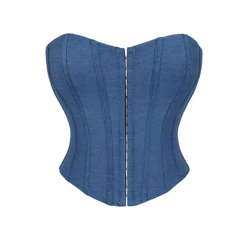 Front-row buttoned denim corsets strapless corsets for women to wear outside