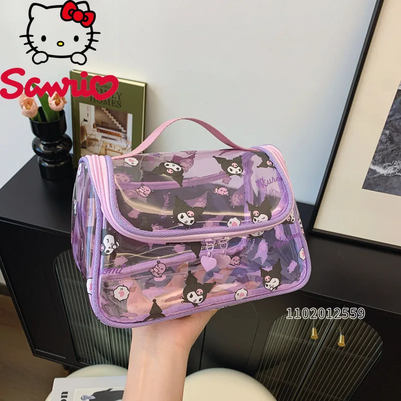 

Hello Kitty New Transparent Cosmetic Bag Luxury Brand Portable Fashion Women's Cosmetic Bag Cartoon Transparent Wash Bag