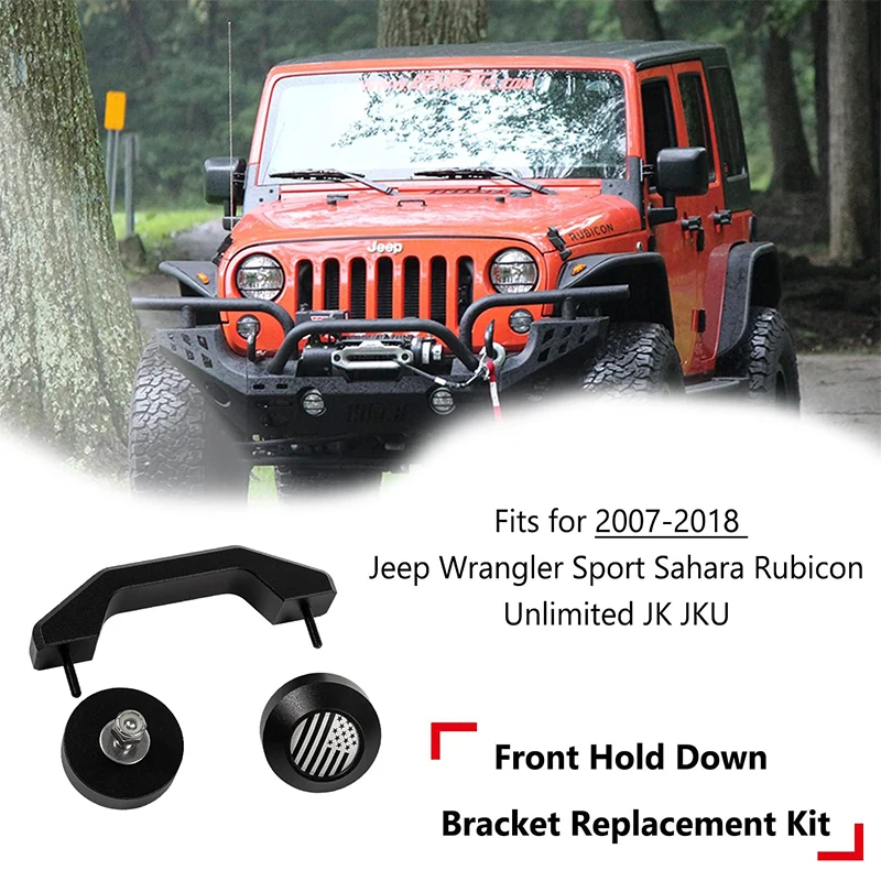 Windshield Bumper Rests & Hood Footman Loop Handle for 2007-2018 Jeep Wrangler JK JKU Sahara Unlimited ,US Style Look