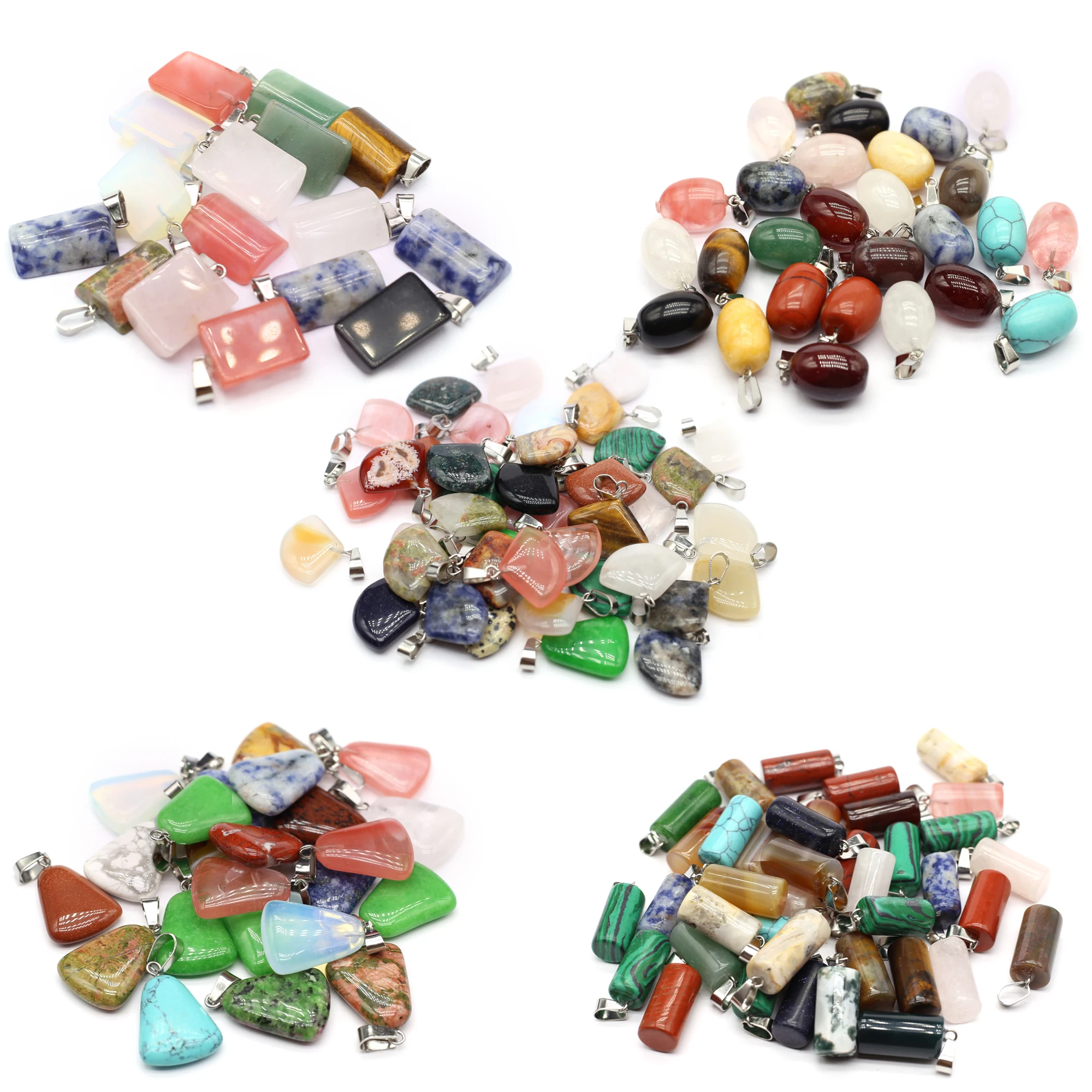 

20PCS Wholesale Natural Stone Fan-shaped Cylindrical Shape Pendants Jewelry Making DIY Necklaces Earrings Accessories Gifts
