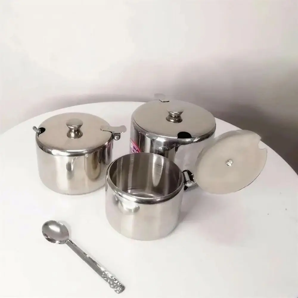 1Pcs Mini Sugar Container with Lid Spoon Sauce Cans Sugar Jam Salt Pot Seasoning Pot Spice Storage Jar Kitchen Supplies