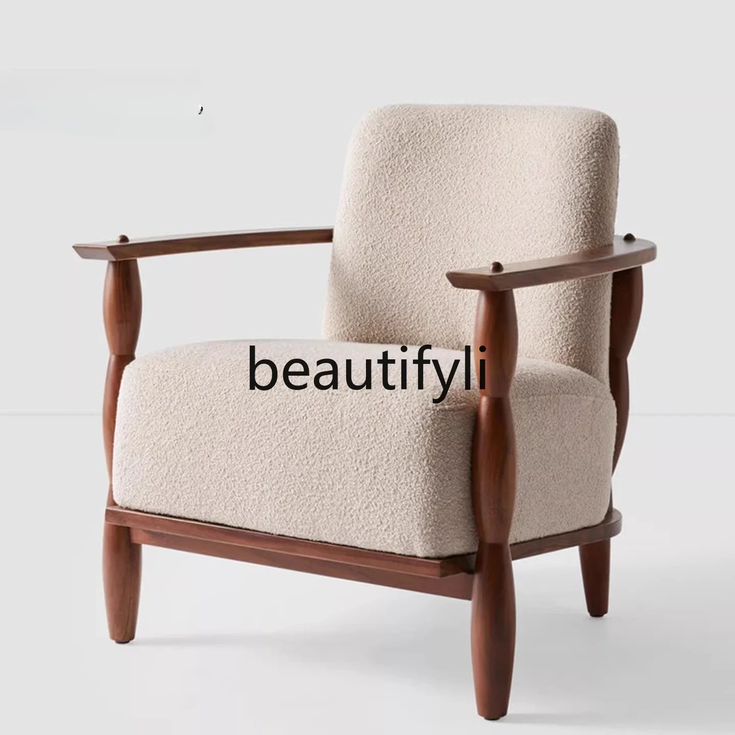

Solid wood cashmere sofa leisure chair designer creative special-shaped wabi safeng hotel homestay single sofa0420