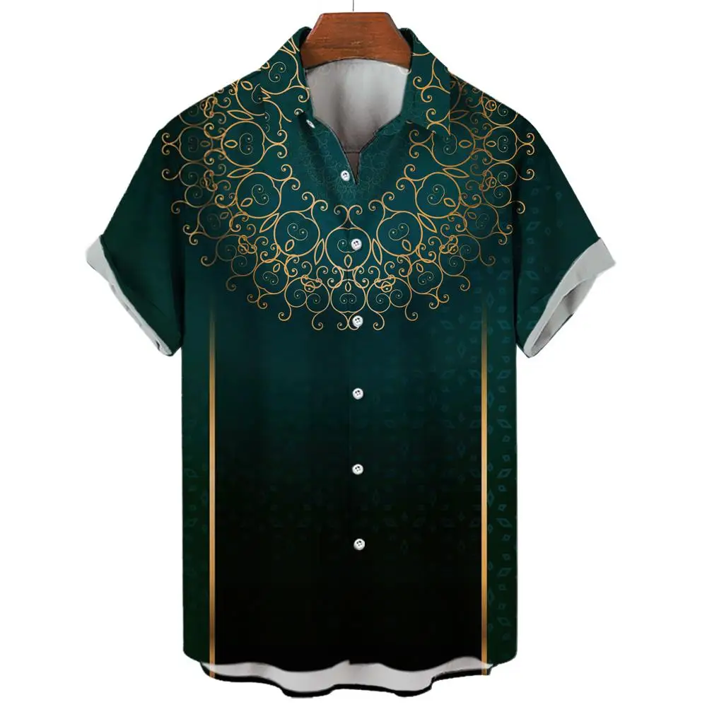 Blus ukuran besar pria, kemeja sosial Hawai bunga Retro ukuran besar Muslim cetak 3d pantai Harajuku mode pria Camisas kasual blus desainer pria