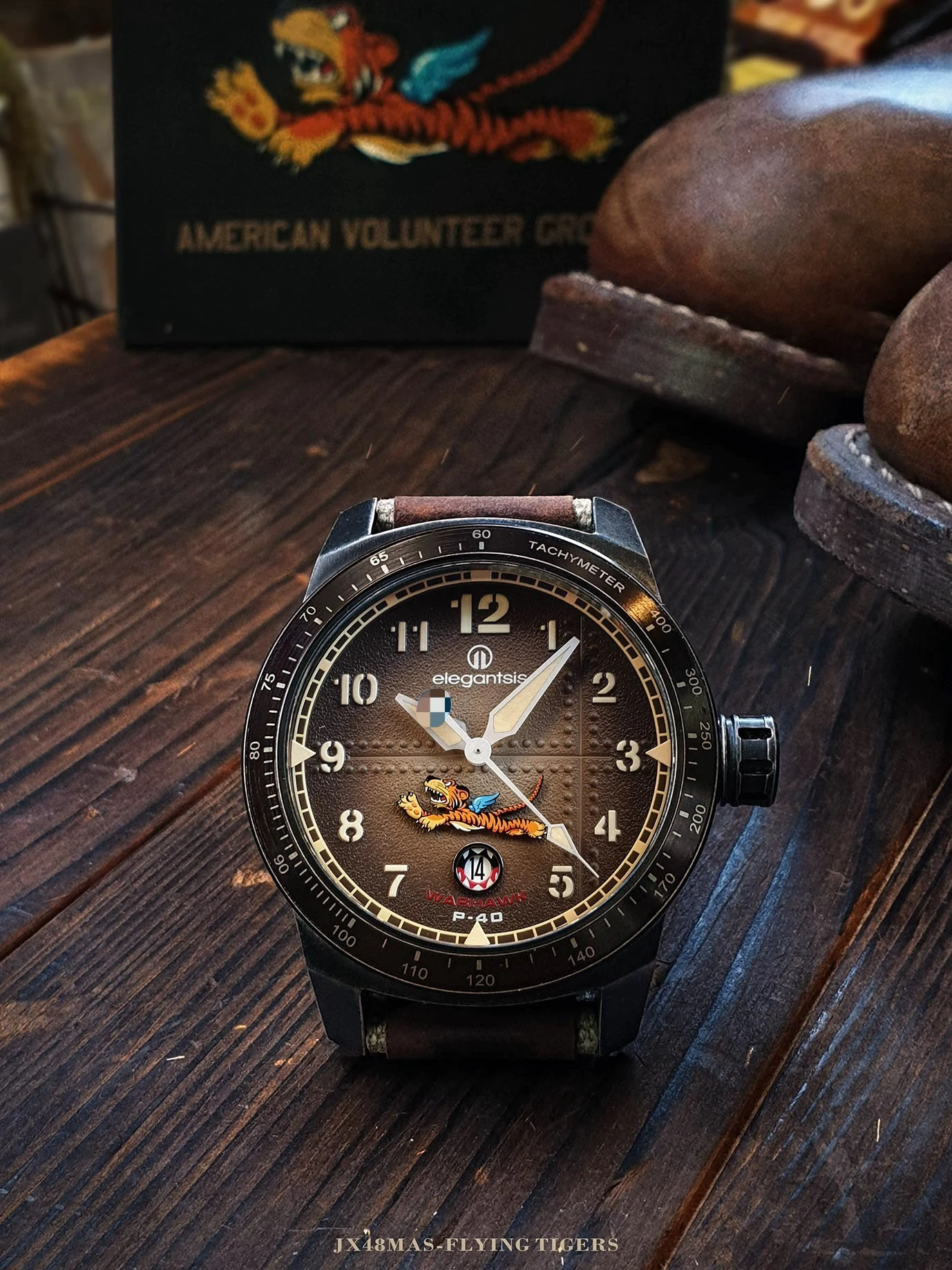 Relógio mecânico masculino de vidro safira à prova d'água 100m Flying Tigers edição comemorativa relógio piloto, relógio de mergulho