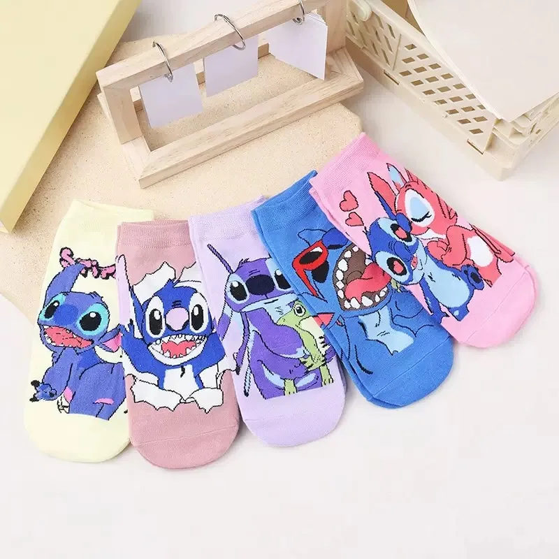 5 Pairs Spring/Summer Women's Sweet and Cute Cartoon Pattern Versatile Soft and Comfortable Casual Breathable Short Socks