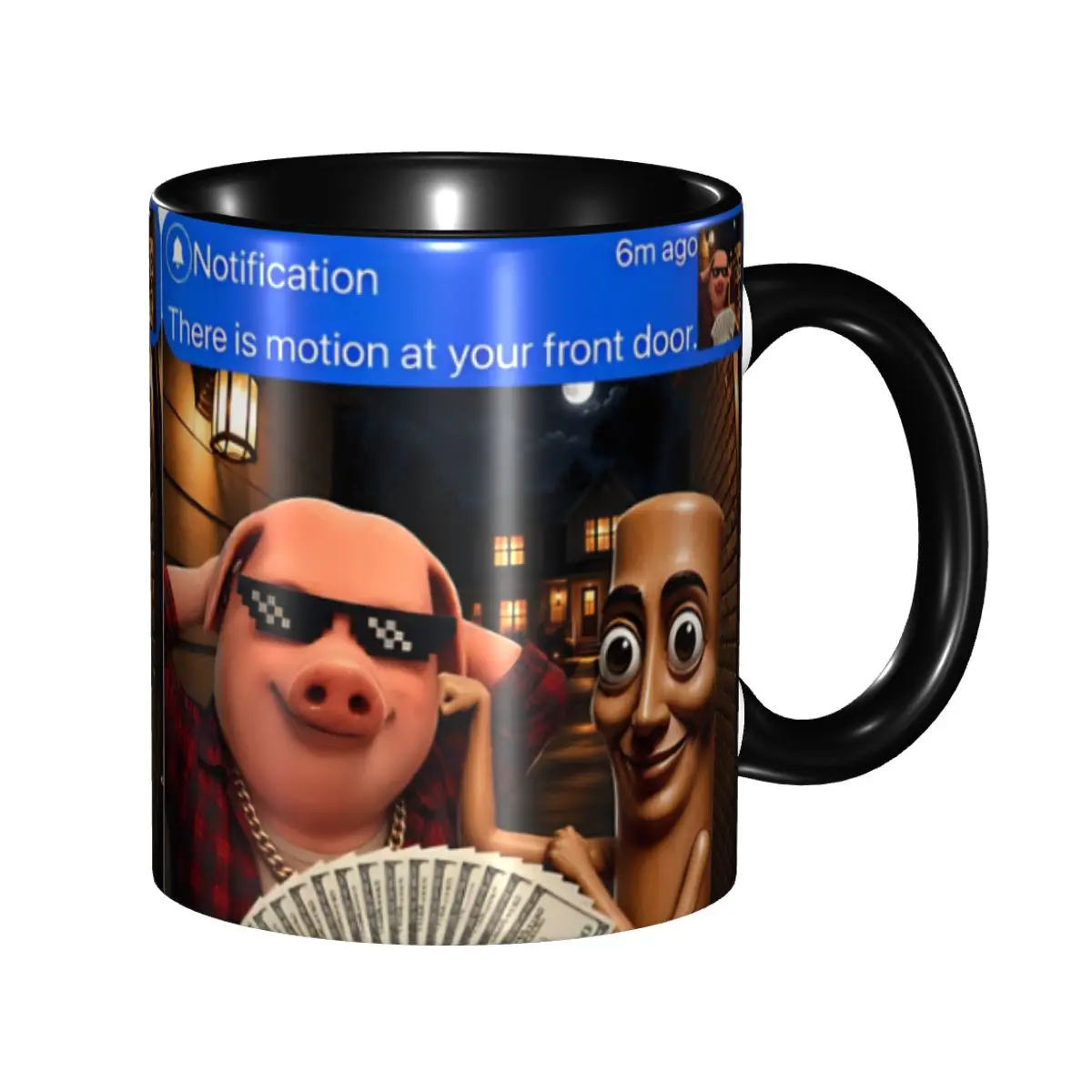 Cute There Is Motion At Your Front Door Tung Tung Tung John Pork Coffee Cup Office Mug